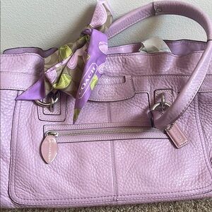 Coach Purple Leather Satchel with Scarf